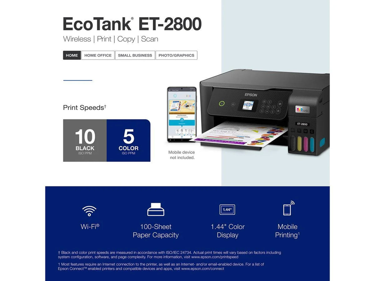 Black Wireless Color All-in-One Supertank Printer J59700