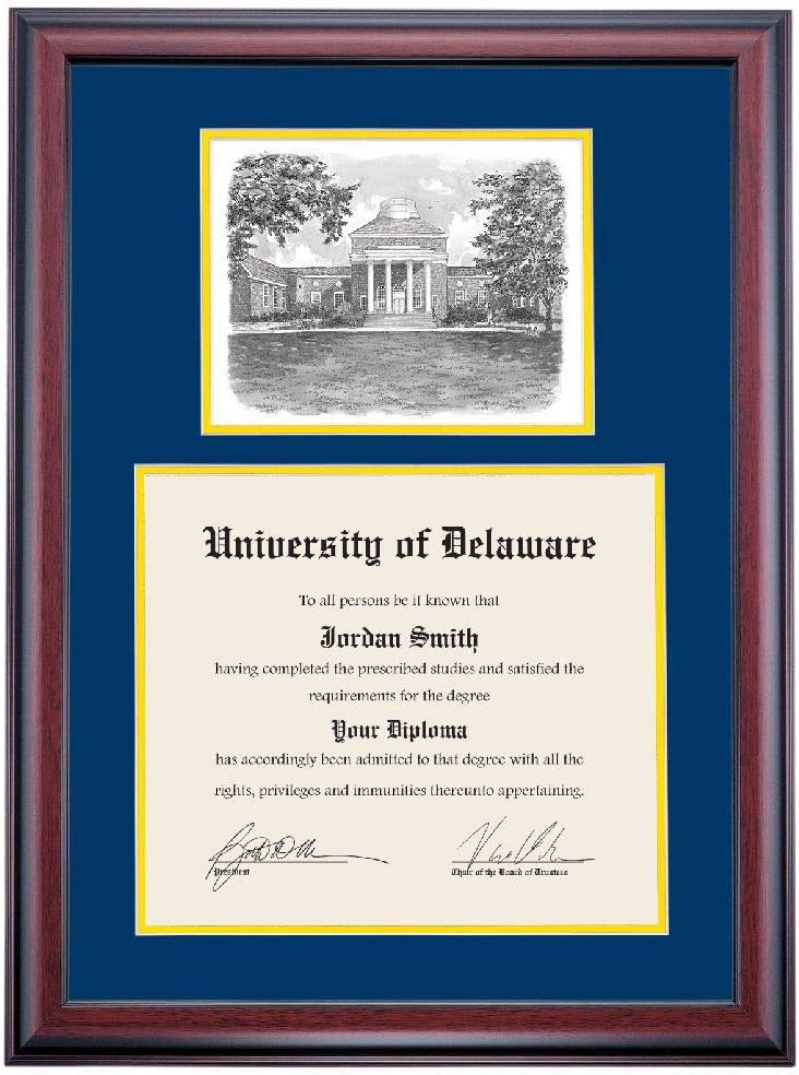 12 x 16 Diploma Frame with Navy Yellow Mat B6352