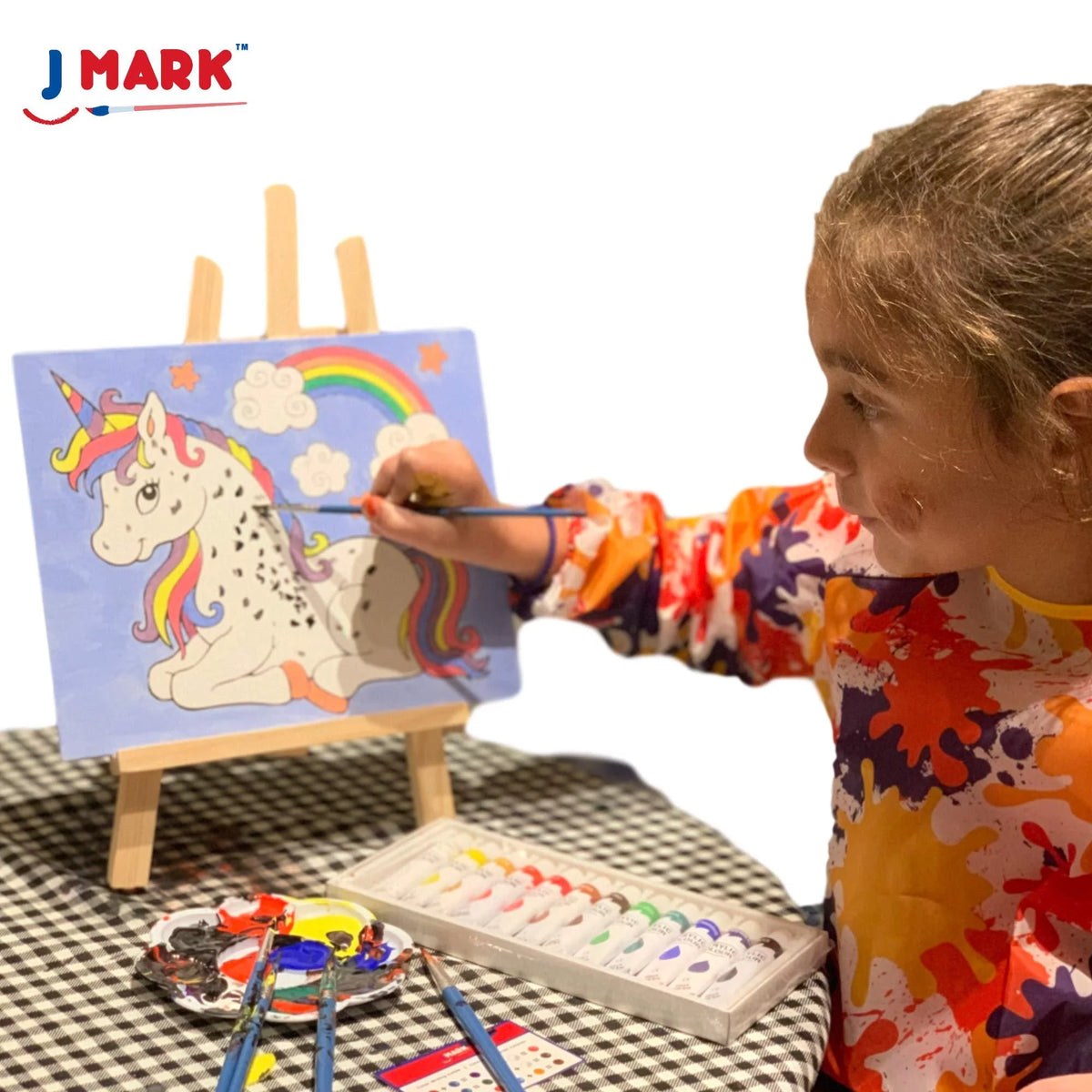 Acrylic Painting Kit with Storage Bag, Non Toxic Washable Paints, Wood Easel, Canvases, Brushes W830583