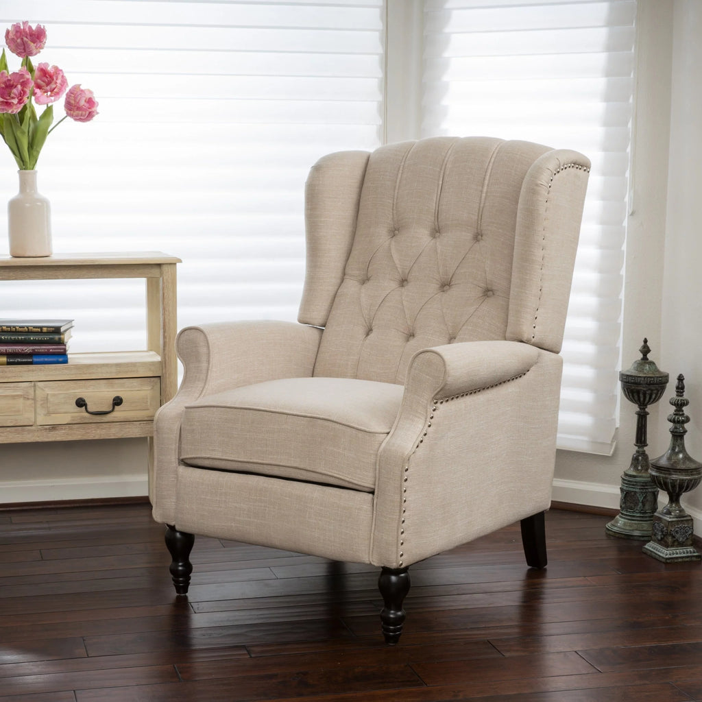 Button-tufted Reclining Club Chair T65729