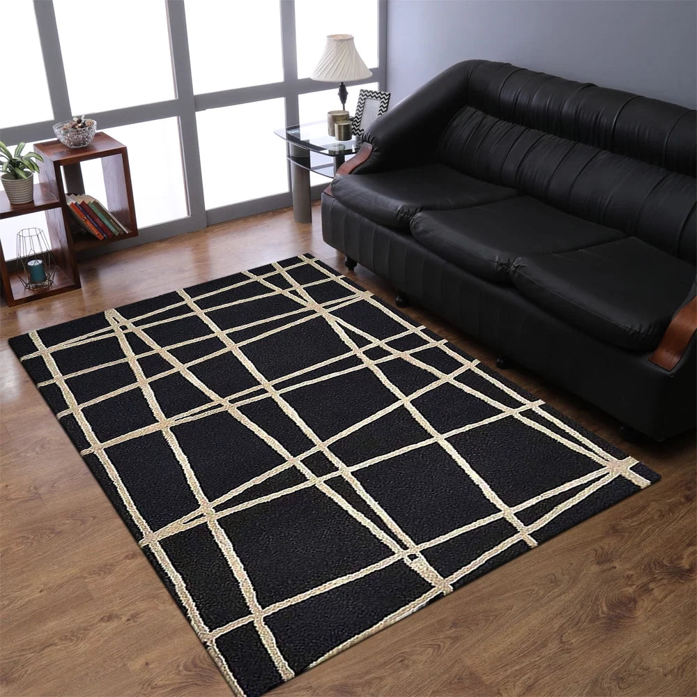 Hand Tufted Contemporary Wool Area Rug Black 5'x8' U77236