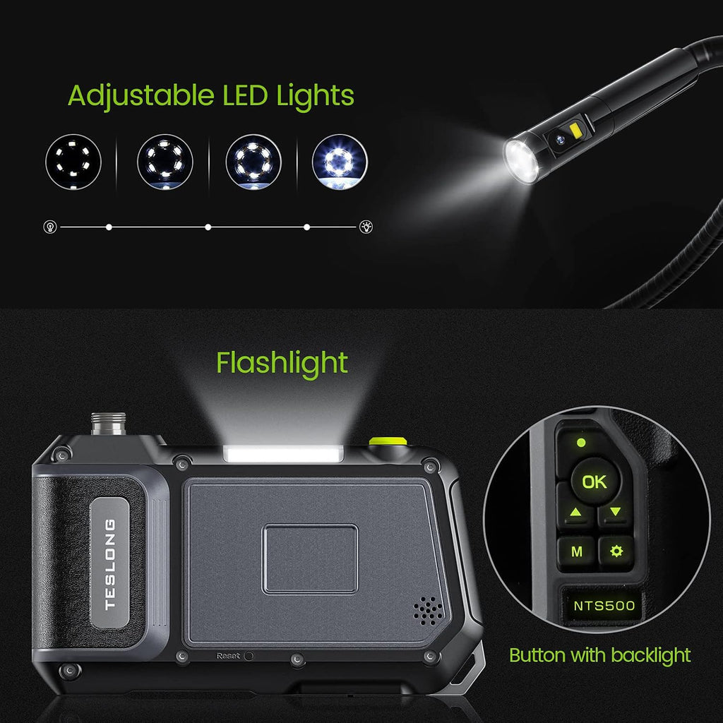 Industrial Borescope Inspection Camera with 5inch 720P HD Screen, 16.5ft T16056