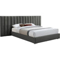 Gray Velvet Queen Bed with Chrome Metal Legs R736394