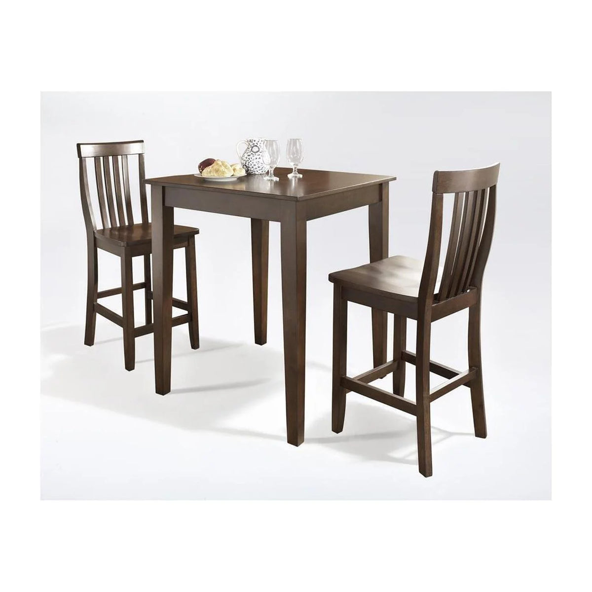 3Pc Mahogany Pub Dining Set with 2 Counter Stools Q1562