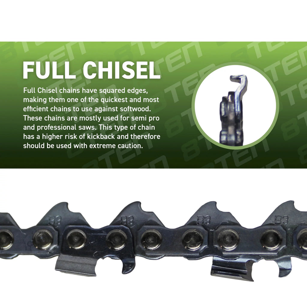 14 inch .050 3/8 52DL Full Chisel Chainsaw Chain 2 Pack W75843