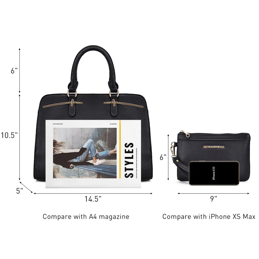 Women Satchel Handbags Shoulder Purses Totes Top Handle Bags With Matching Wallet W42787