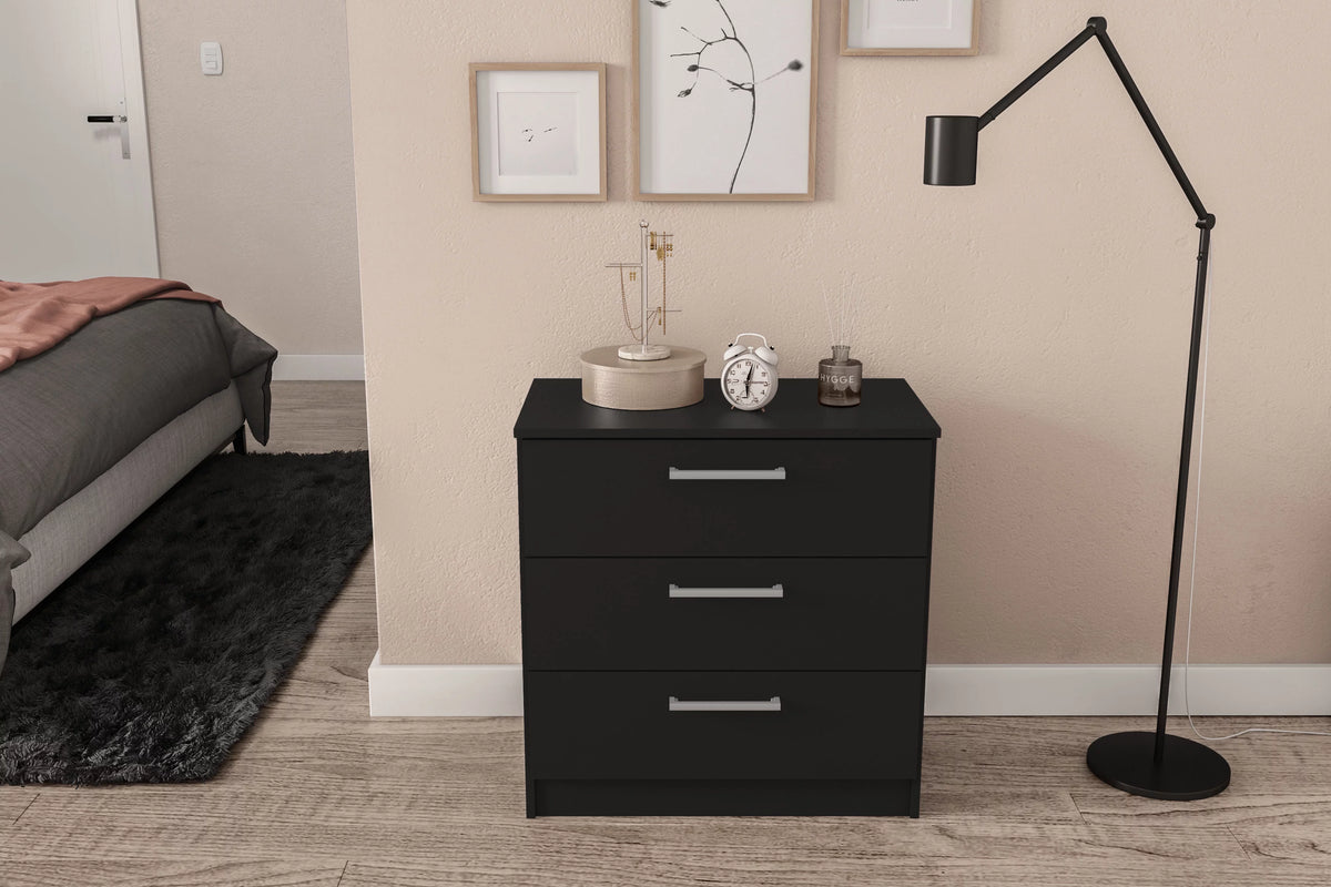 White 3 Drawer Wood Dresser D6342