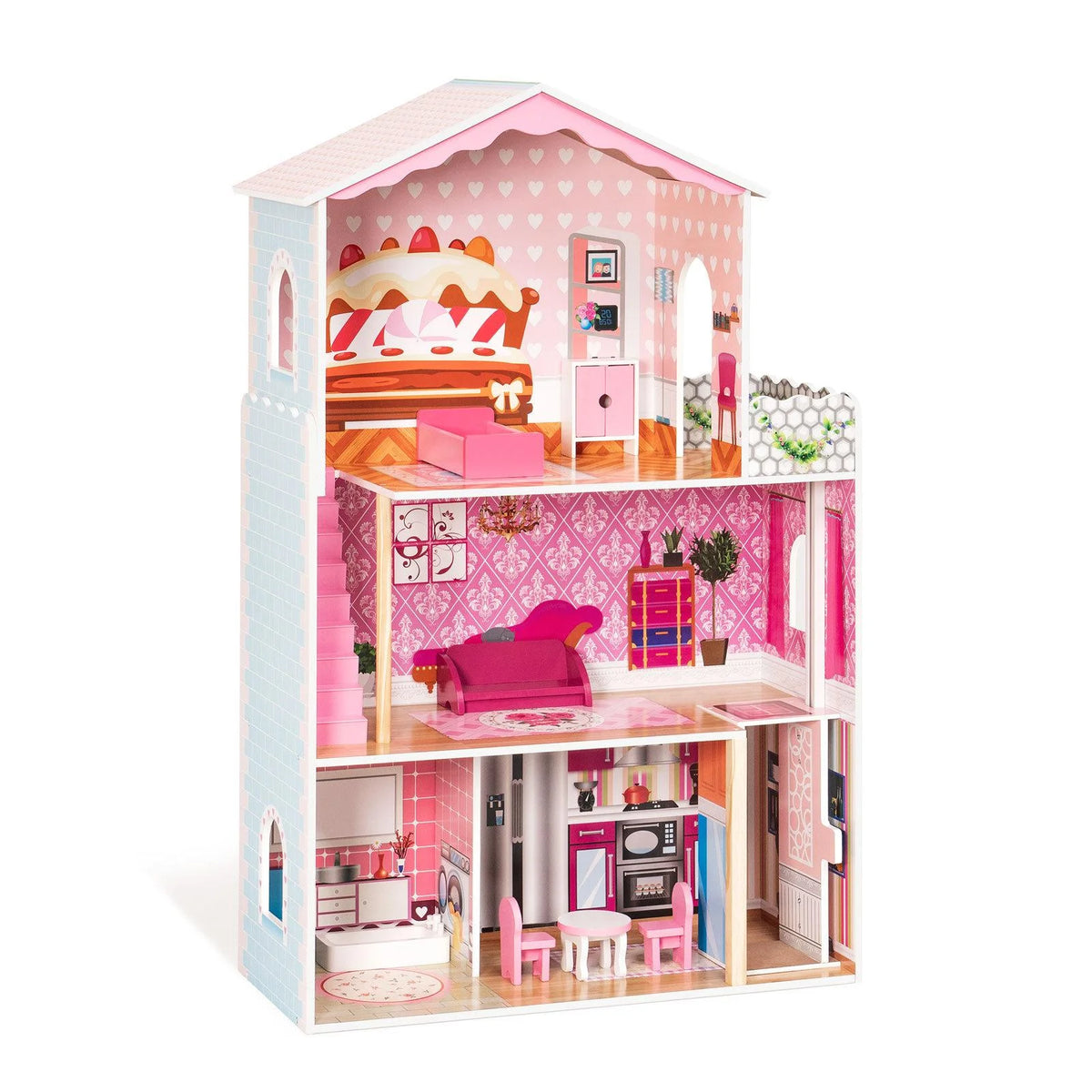 Dollhouse Kit with Accessories and Furniture, 31.1'' x 11.4'' x 42.5'' R930538