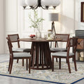 5-Piece Wood Dining Table Set with 4 Upholstered Chairs, Walnut P972177
