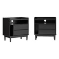 Black Solid Wood 2-Drawer Night Stand K71900