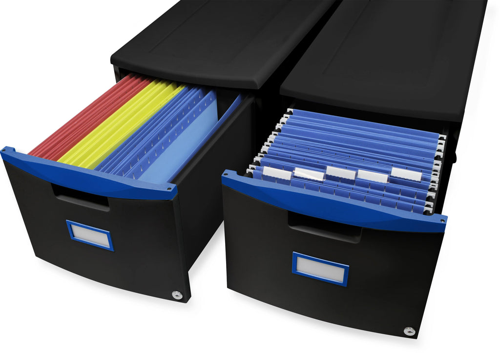 Blue & Black Single-Drawer Mobile Filing Cabinet Y4997