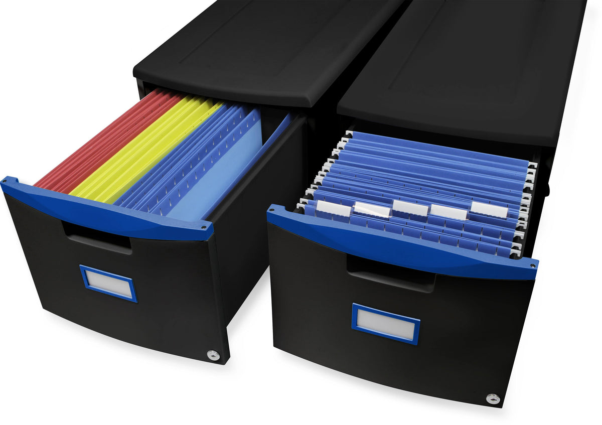 Blue & Black Single-Drawer Mobile Filing Cabinet Y4997