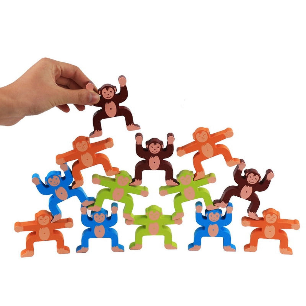 Wooden Stacking Games Monkeys Interlock Toys Set Balancing Blocks Toddler Educational T2558