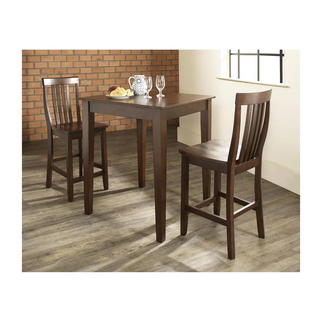 3Pc Mahogany Pub Dining Set with 2 Counter Stools Q1562