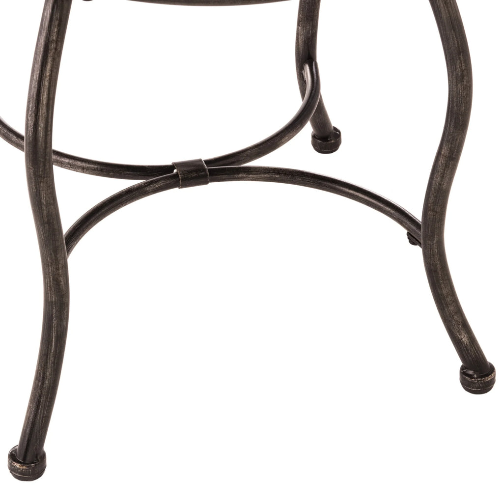 Rubbed Gray Metal Vanity Stool D57155