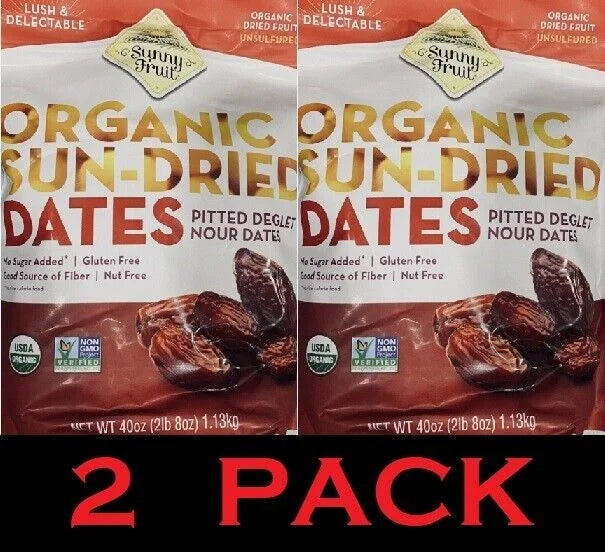 Organic Sun-Dried Pitted Deglet Nour Dates 40 oz Bag 2 Pack G67352