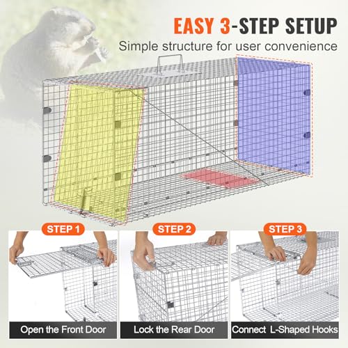 24" x 8" x 8" Galvanized Iron Folding Animal Trap D65286