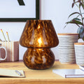 Brown Tortoise 8" Glass Mushroom Lamp Q985