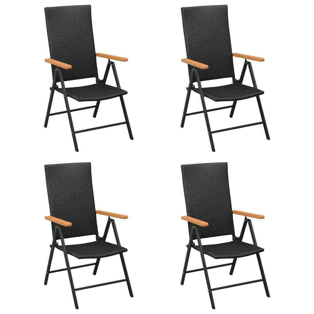 Black Poly Rattan Garden Chairs 4 Pcs E226