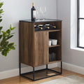Rustic Oak Wood and Glass Bar Cabinet N1758