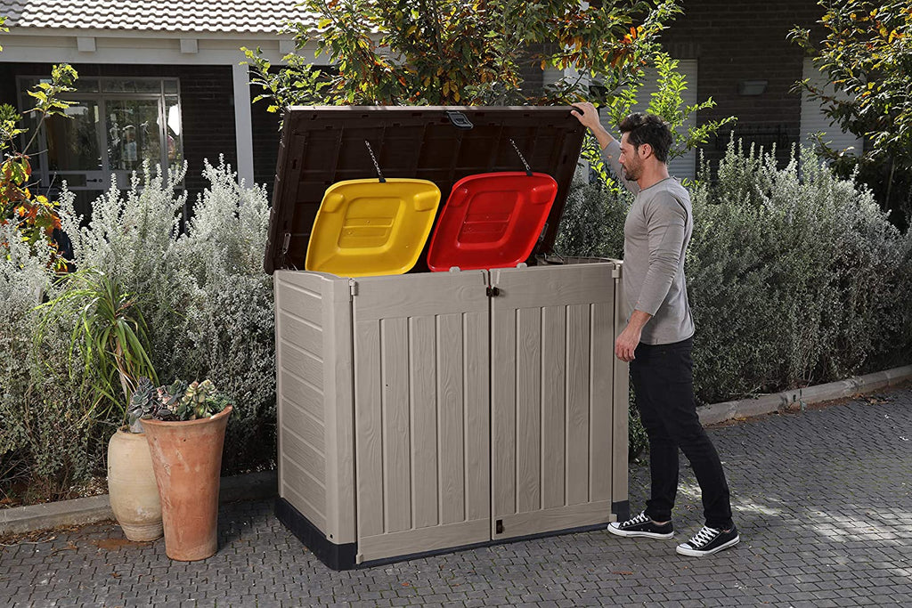 Beige/Brown Outdoor Storage Shed Q973934
