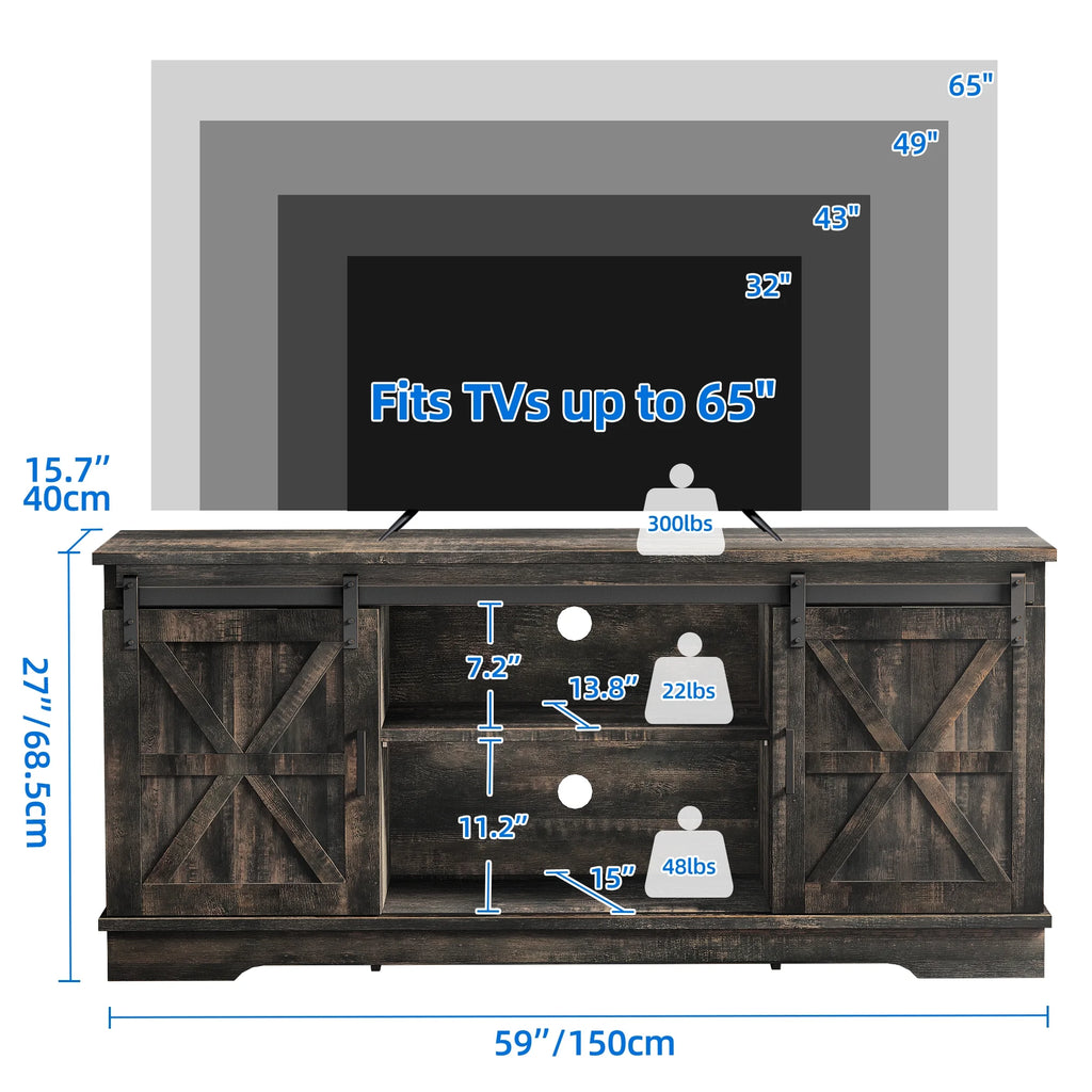 Farmhouse TV Stand with Barn Doors M78048