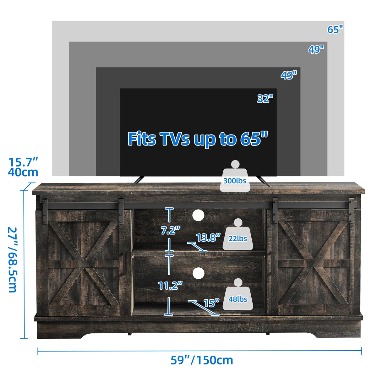 Farmhouse TV Stand with Barn Doors M78048