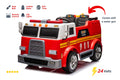24V 2-Seater Ride-on Fire Truck with Remote Control, LED Lights, Water Gun B852