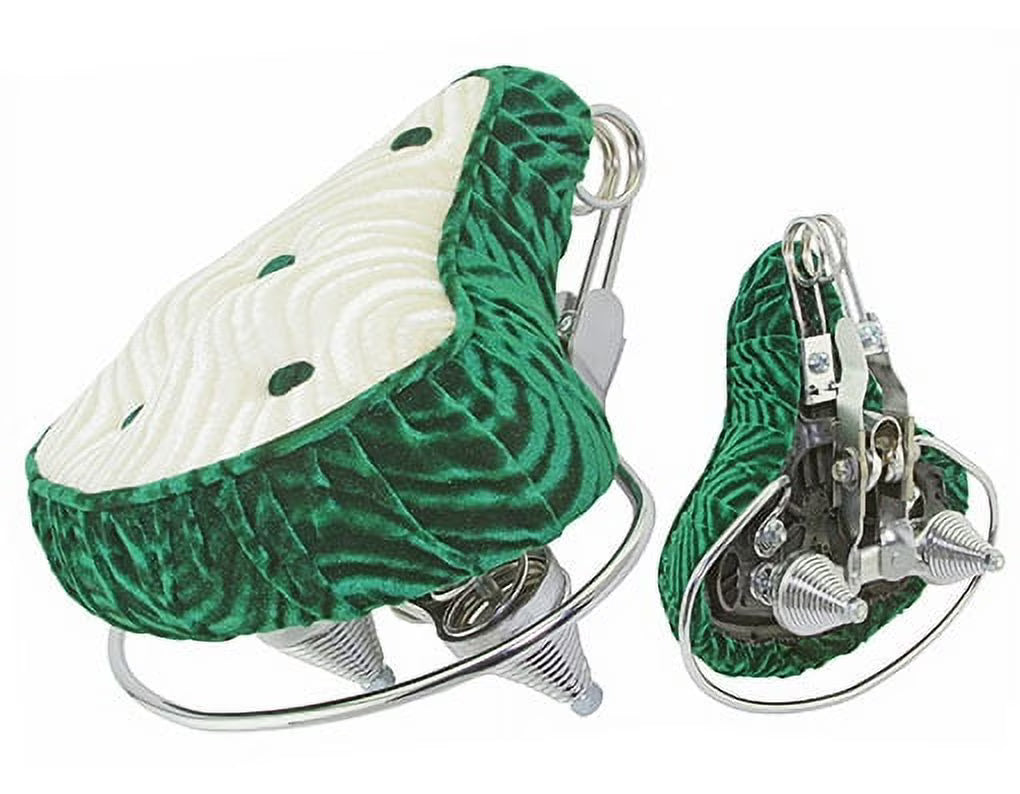 Green and White Velour Beach Cruiser Bike Seat A375