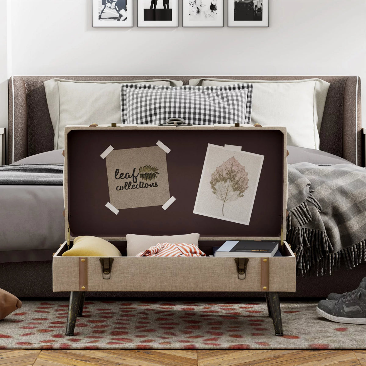 Modern Upholstered Storage Ottoman V760536