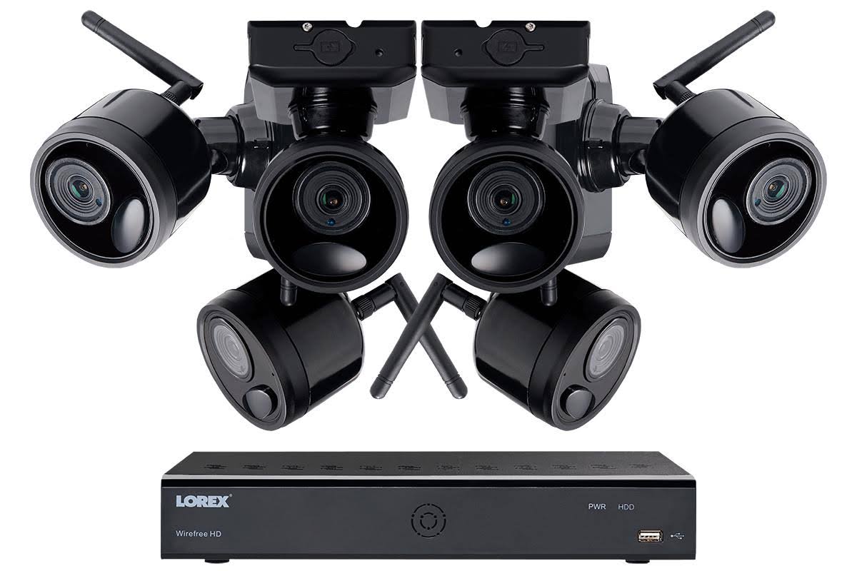 6 Rechargeable Black Wireless Camera System, 95ft Night Vision C714
