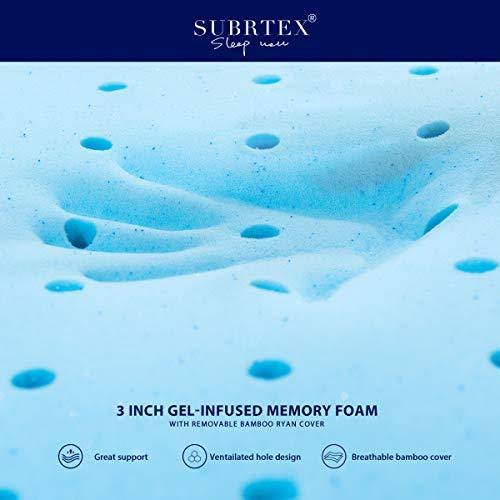 Gel-Infused Memory Foam Mattress Topper with Bamboo Cover H961226