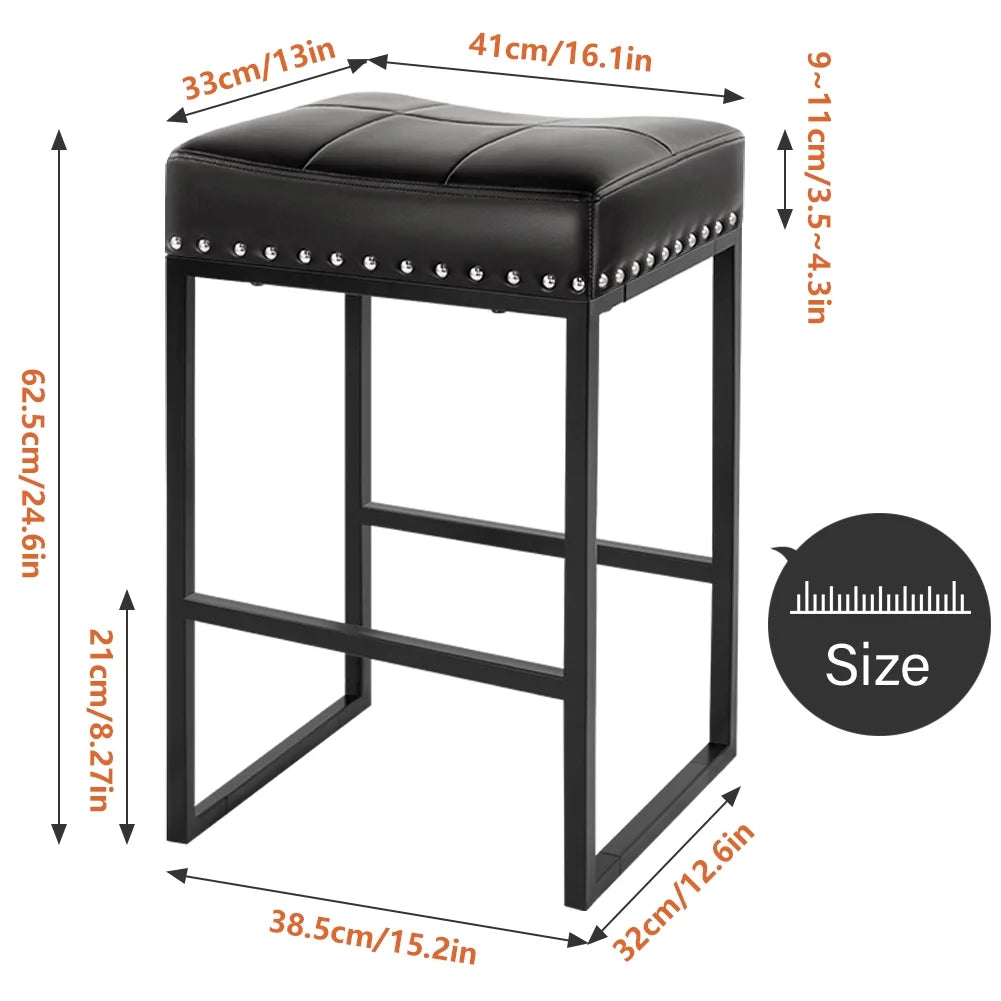 Black 24" Backless Bar Stools Set Of 2 PU Leather P262699