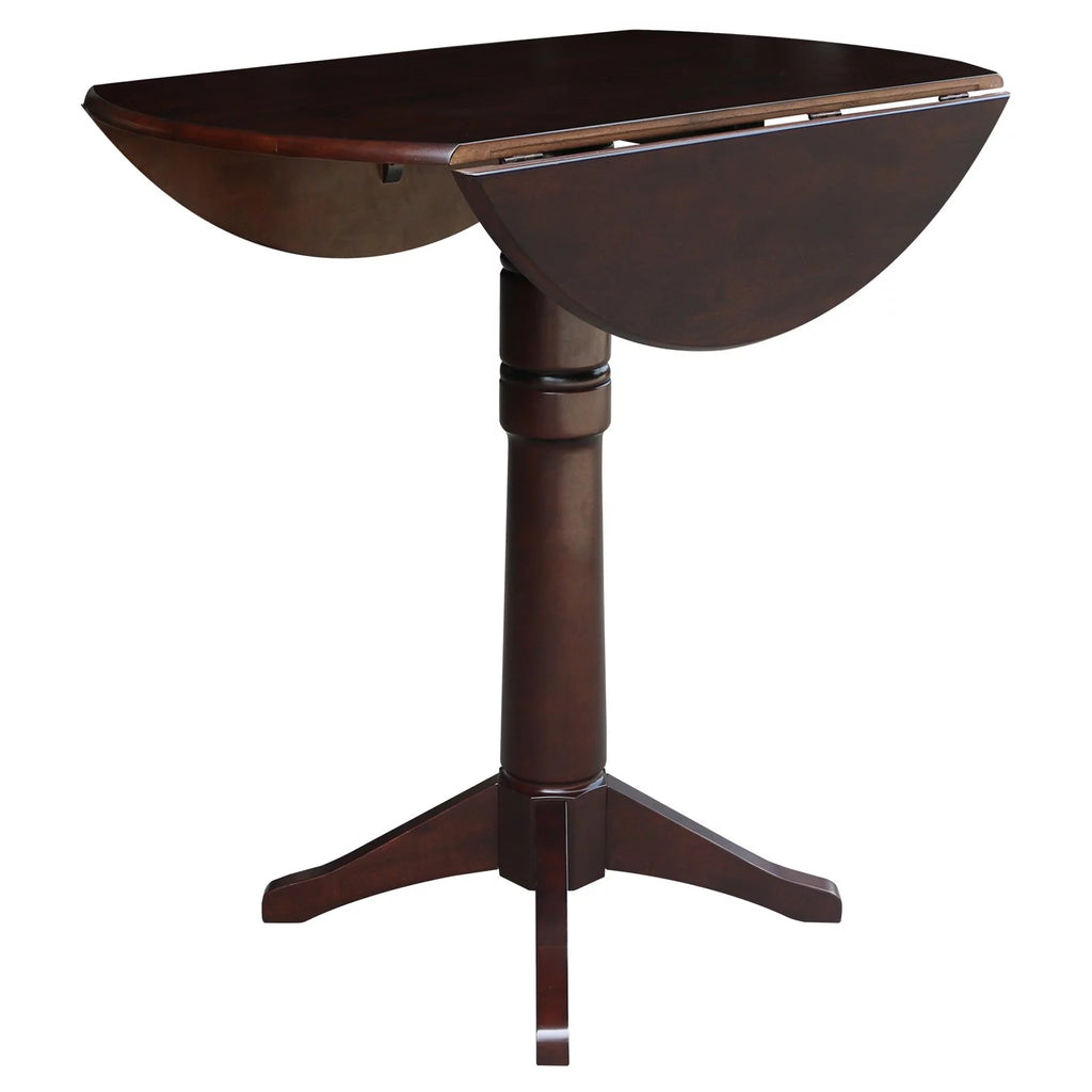 42" Round Dual Drop Leaf Pedestal Table Espresso P344