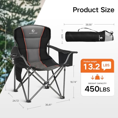 Oversized Heavy Duty Folding Camping Chair with Cooler Bag S77329