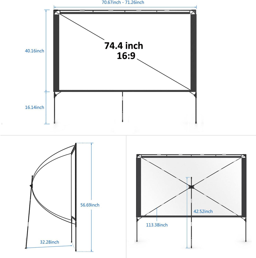 80 Inch Foldable Portable Outdoor Projector Screen with Stand and Bag V293149