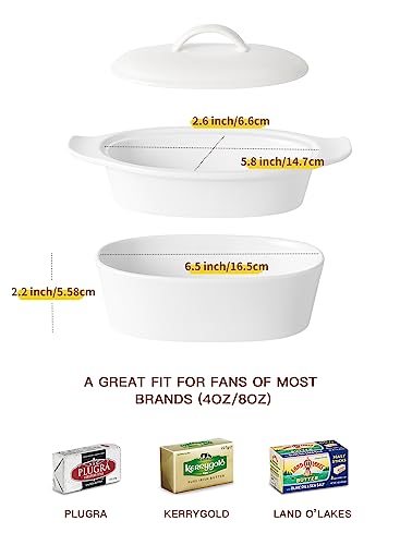 Porcelain White 3pcs Large Butter Dish with Lid P59325