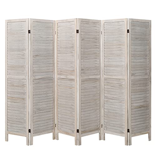 6 Panel Wood Room Divider (Beige) F88653