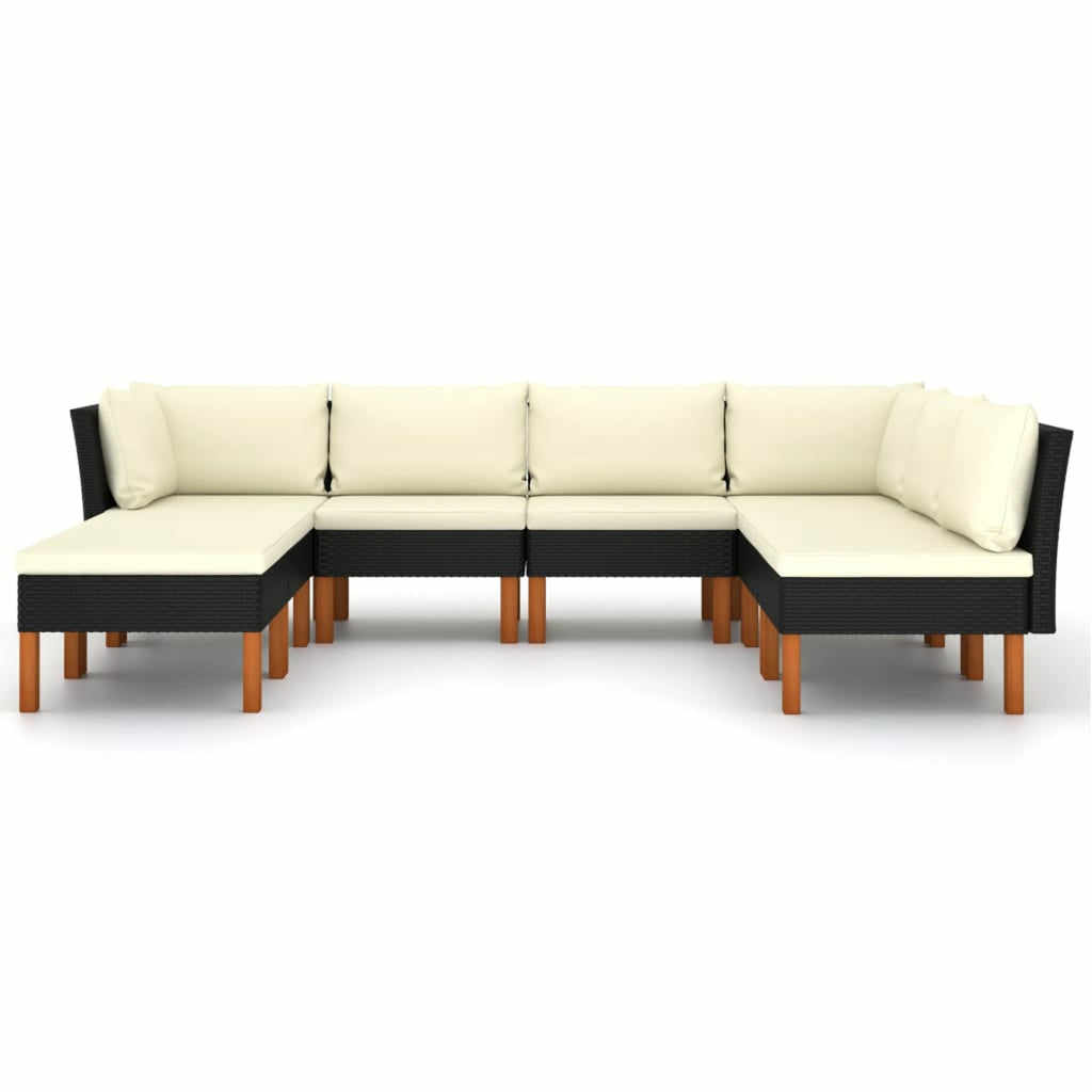 8 Piece Cream White Cushioned Poly Rattan Sectional Outdoor Furniture Set K793349
