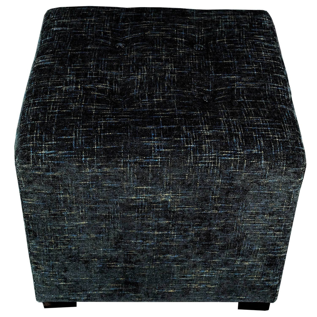 Black 4-Button Tufted Square Ottoman H33178