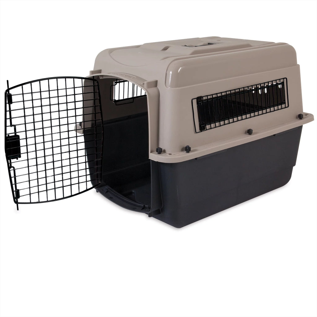 Plastic Travel Dog Kennel 28" Taupe/Black C80866