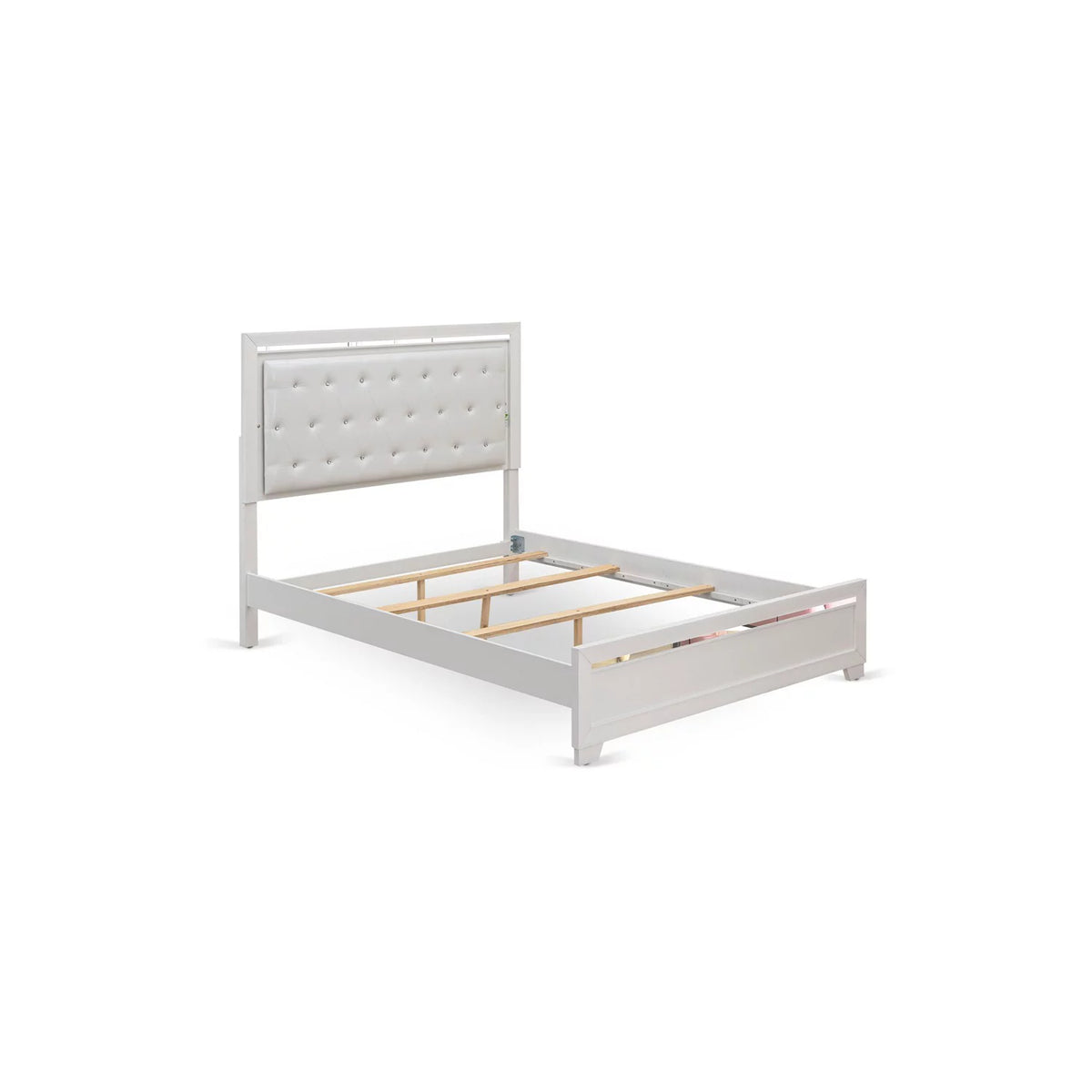 White Wood Queen Bed with Adjustable Slat A236