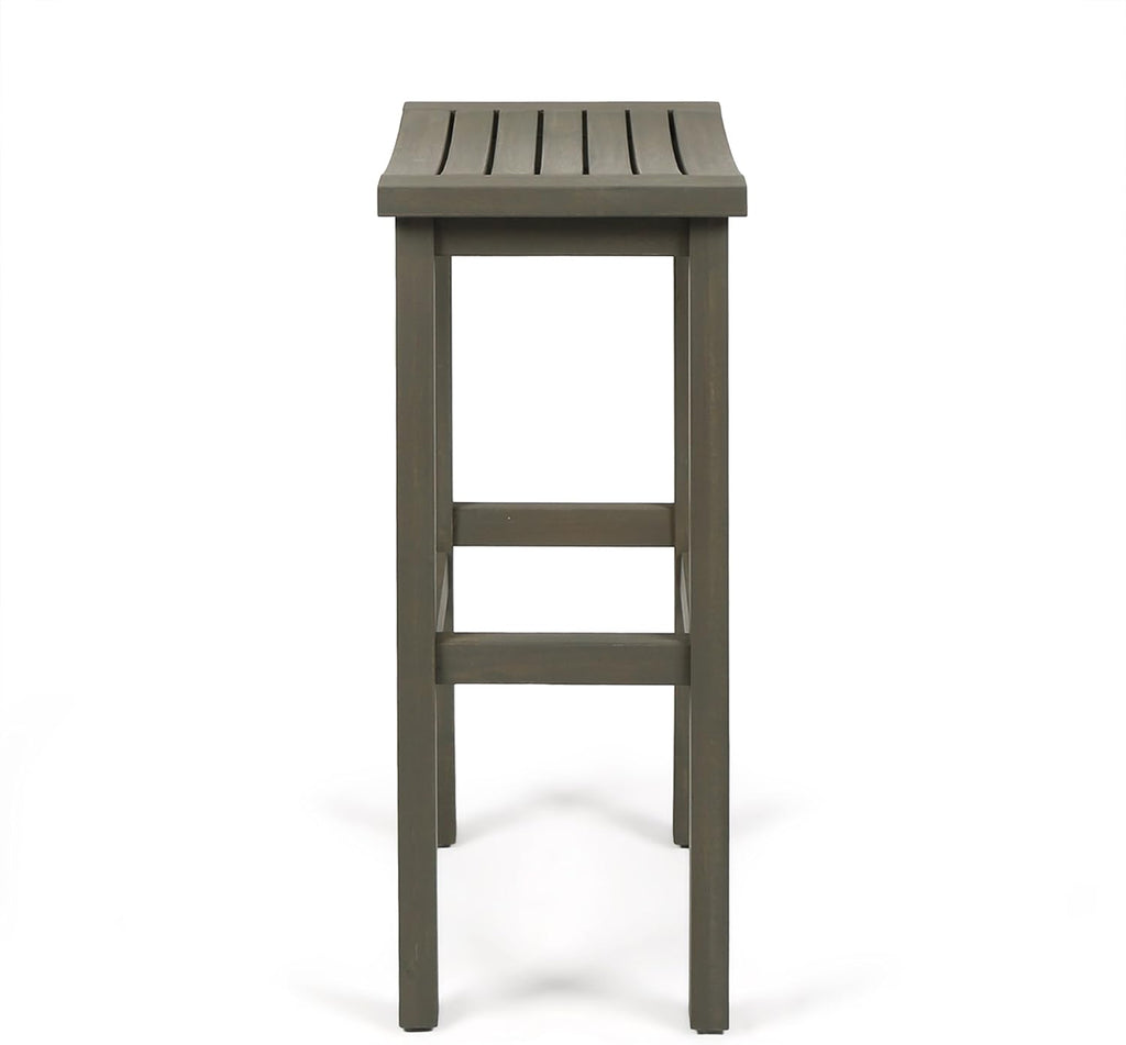 Grey Acacia Wood Barstools, 4-Pcs Set O113