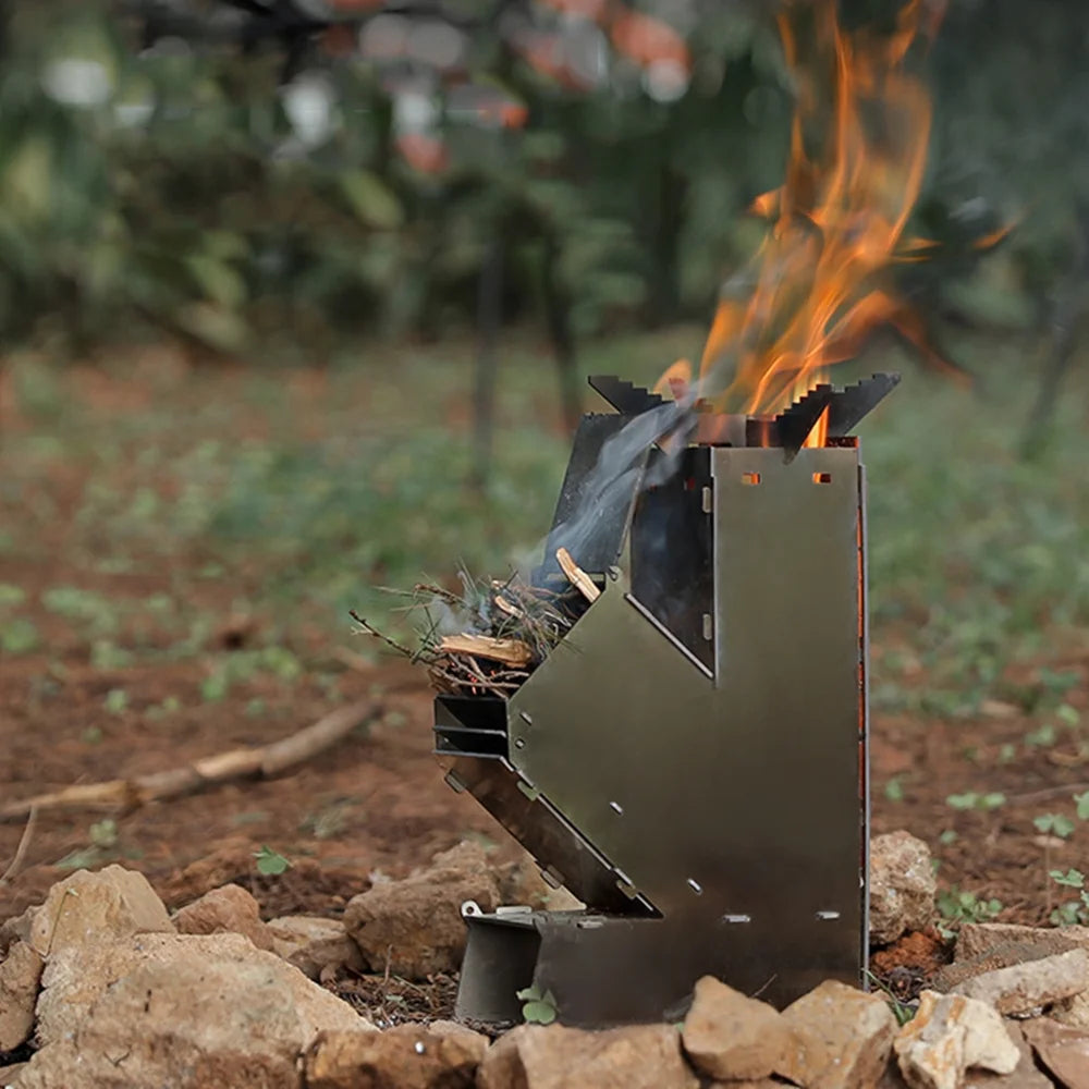 Portable Stainless Steel Wood Burning Rocket Stove F46034