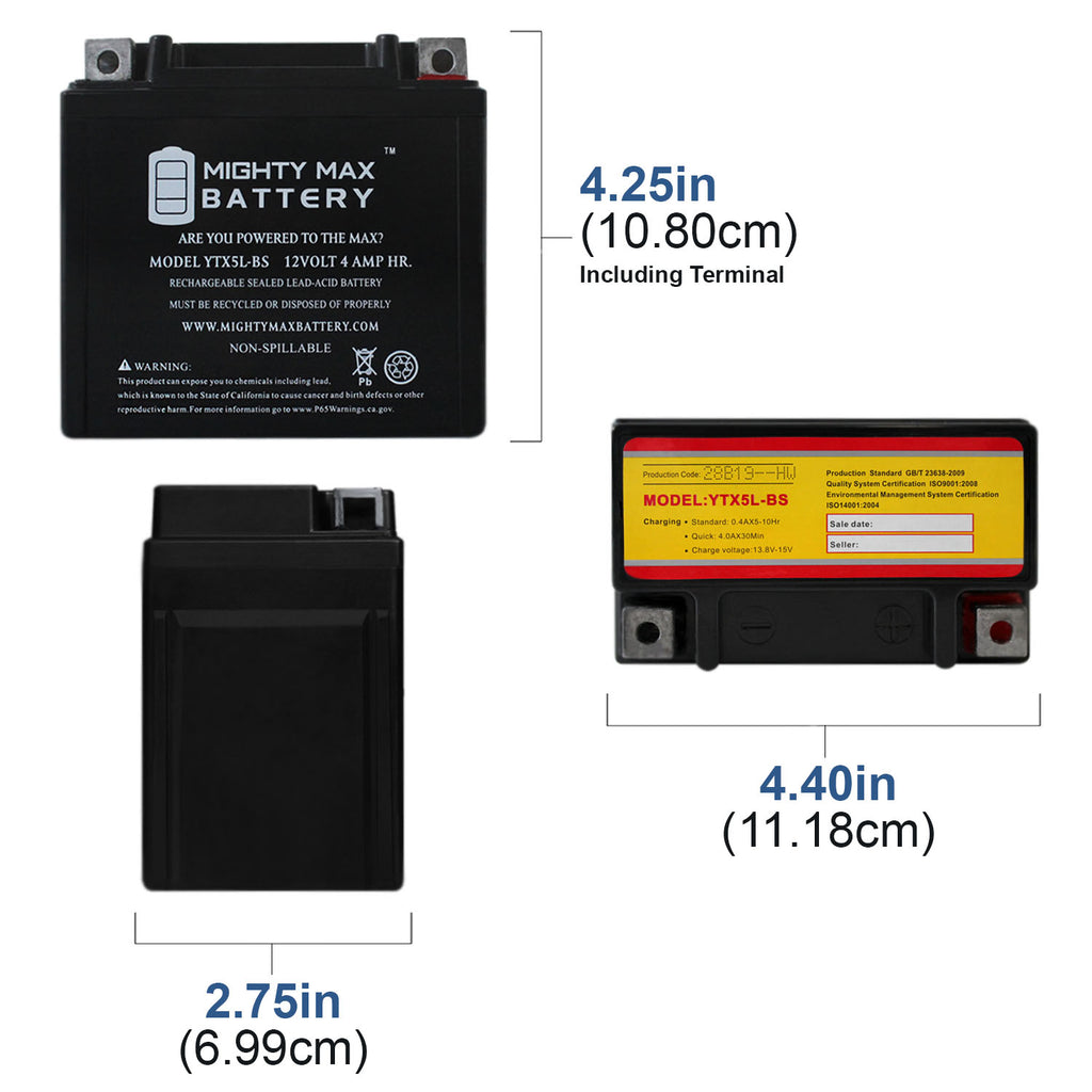 2 Pack Motorcycle Battery B163369