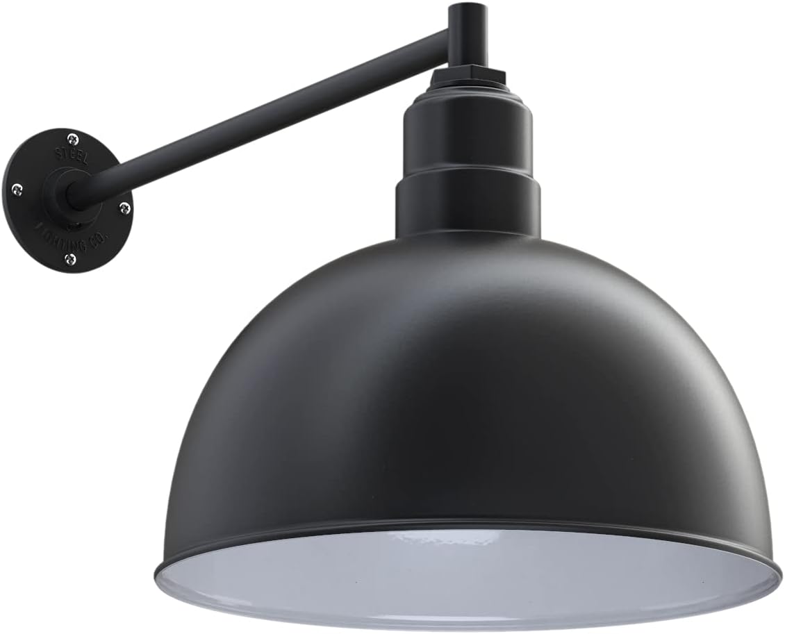 15 inch Bowl Dome Gooseneck Outdoor Wall Mounted Barn Light A46573