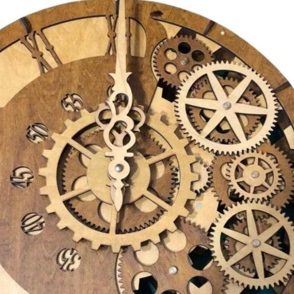 15 Inch Industrial Wall Clock with Moving Gears Q98344