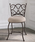 Rubbed Gray Metal Vanity Stool D57155