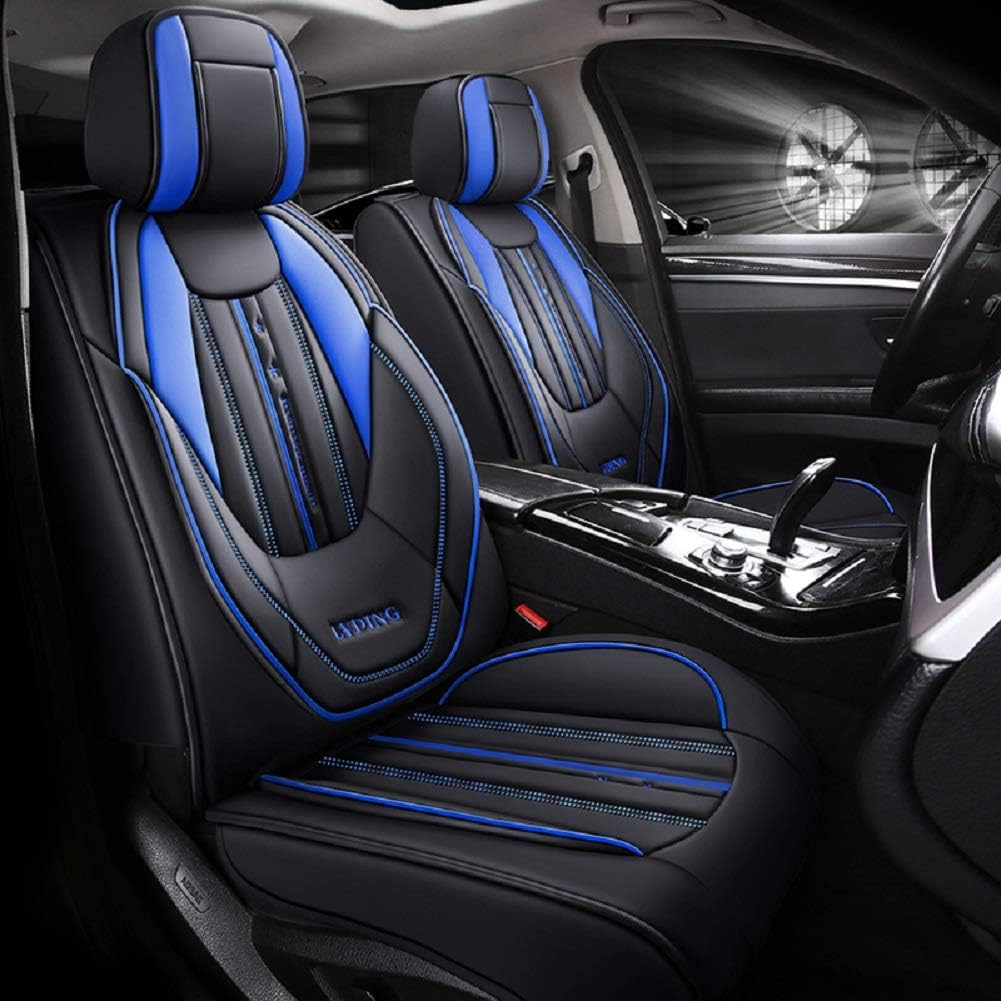 Black-Red PU Leather Car Seat Covers 5 Seats Full Set F2509