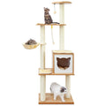 65 Tall Wood Cat Tree with Hammock B9733
